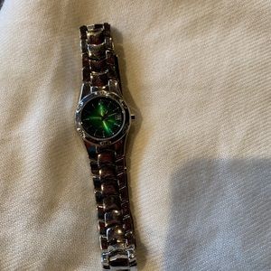 Watch Adjustable chain linked band green face.